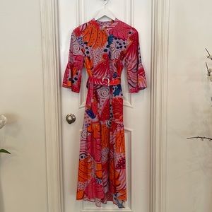 Farm Rio Lilac Colorful Party Midi Dress